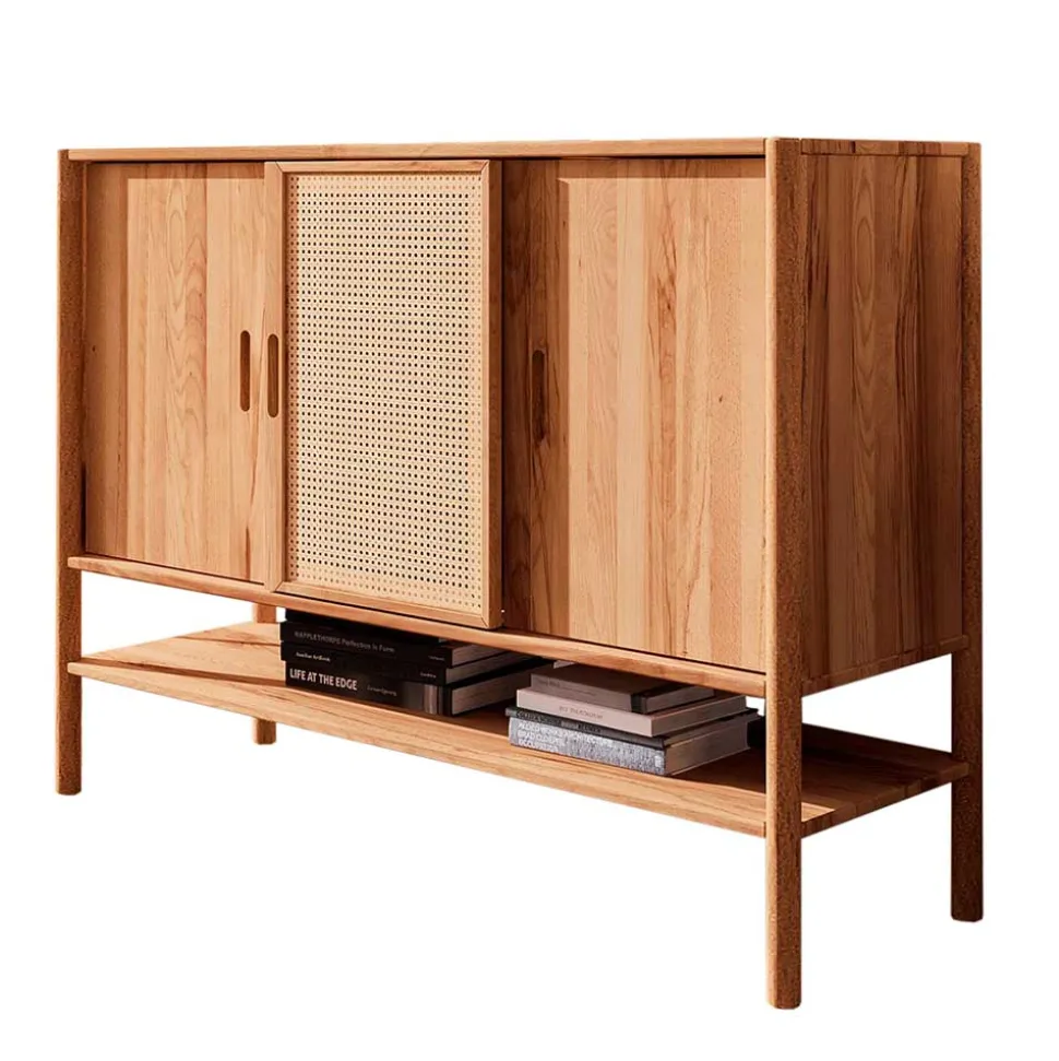 142x101x46 Wildbuche Sideboard mit drei Schiebetüren - Indrya