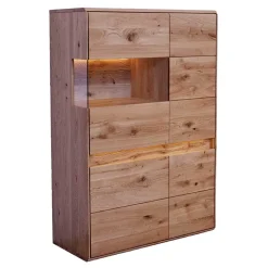 103x152x44 Wildeiche Highboard mit Glaseinsatz - Acmida
