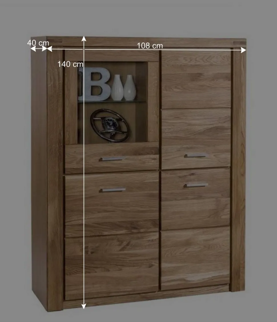 108x140x40 Wildeiche Highboard 4-türig - Maila