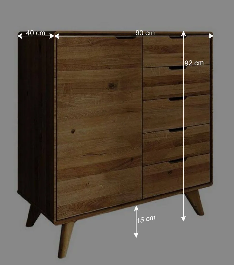 90x92x40 Wildeiche Kommode mit Tür - Eavy