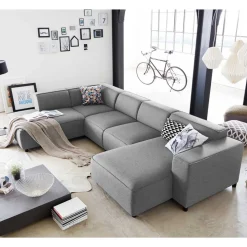 324x70x195 Wohnlandschaft in Hellgrau - Brianco