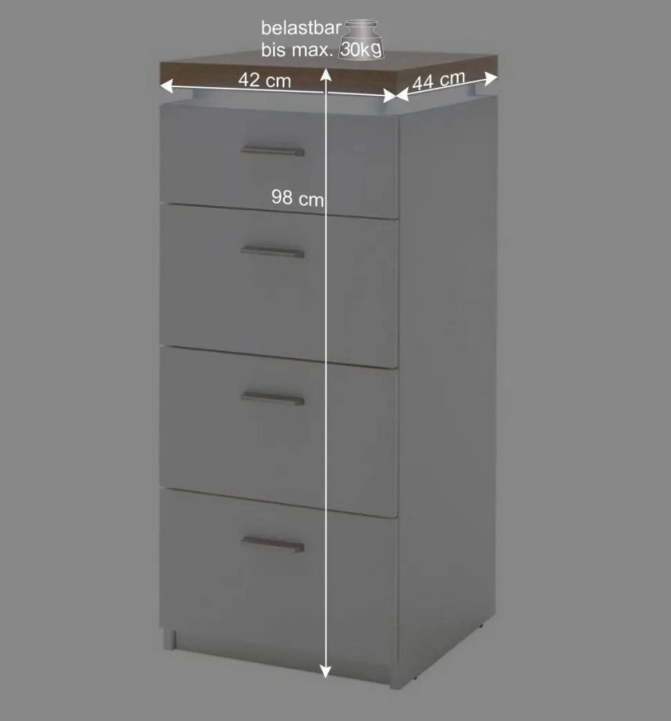 42x98x44 Wohnzimmer Hochkommode mit LED - Nusenia