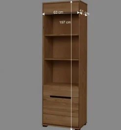 63x197x41 Wohnzimmer Regal mit 3 Fächern & Tür - Sennya