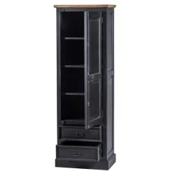 61x180x42 Wohnzimmer Schrank in Schwarz & Teak - Niovan