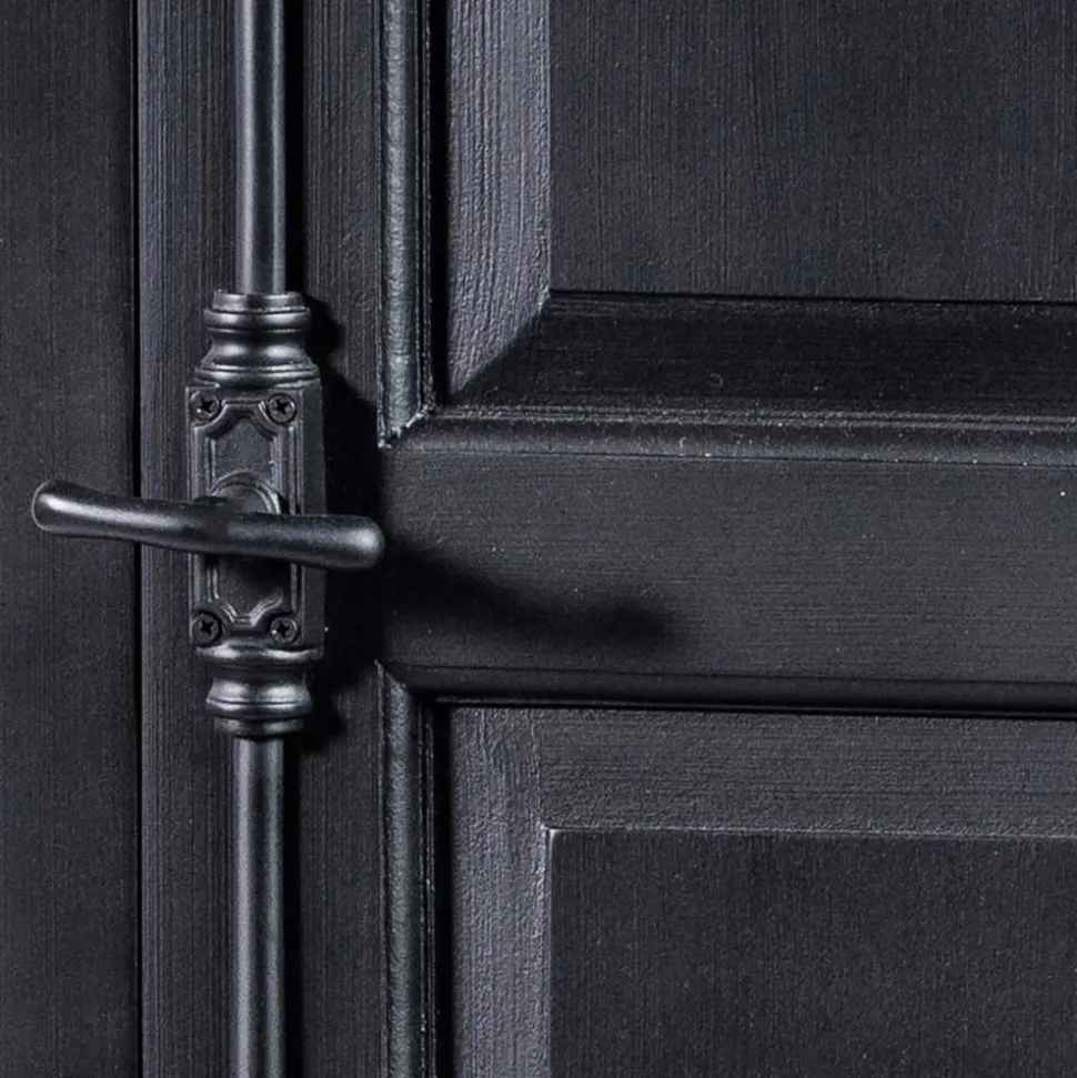 61x180x42 Wohnzimmer Schrank in Schwarz & Teak - Niovan