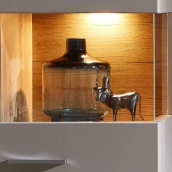 80x139x37 Wohnzimmer Schrank mit Glas Einsatz - Fraguca