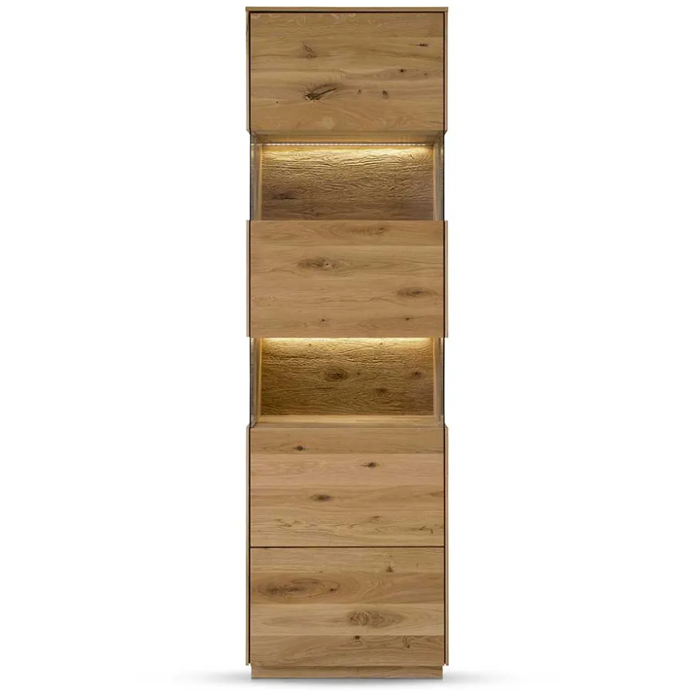 63x208x44 Wohnzimmer Vitrine aus Wildeiche massiv - Obinson