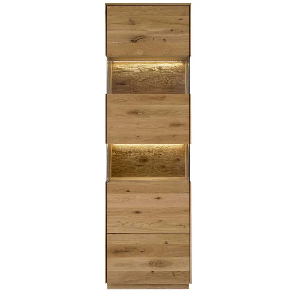 63x208x44 Wohnzimmer Vitrine aus Wildeiche massiv - Obinson