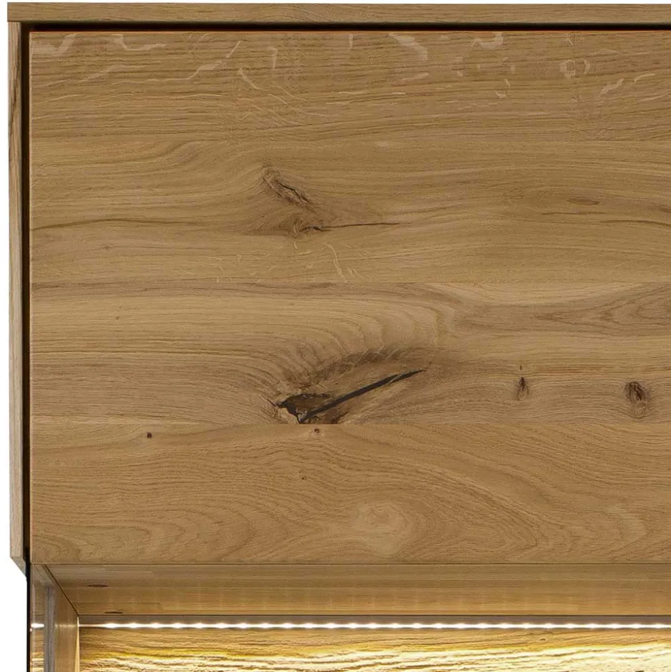 63x208x44 Wohnzimmer Vitrine aus Wildeiche massiv - Obinson
