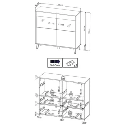 126x118x40 Wohnzimmerschrank mit Glaseinsatz - Paniera