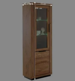 72x200x40 Wohnzimmervitrine teilmassiv - Vlacoma