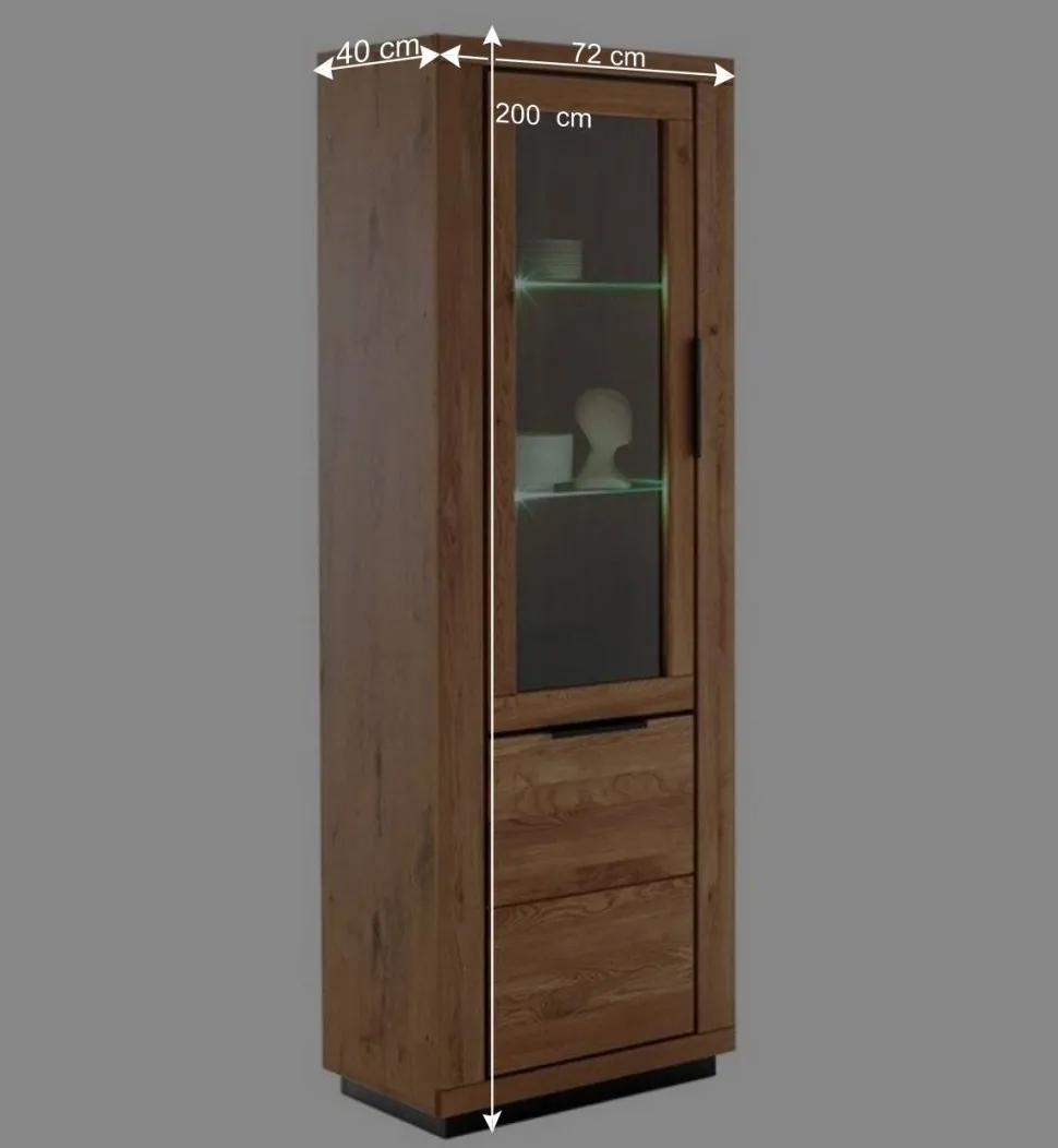 72x200x40 Wohnzimmervitrine teilmassiv - Vlacoma