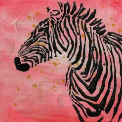 Zebra Wandbild in Rot Schwarz - Huvina