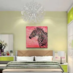Zebra Wandbild in Rot Schwarz - Huvina