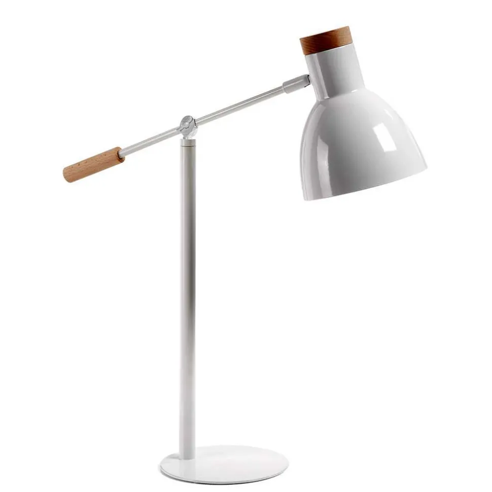 Zeitlose Tischleuchte in Weiß & Buche - Laola