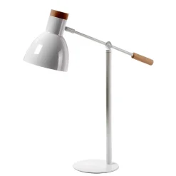 Zeitlose Tischleuchte in Weiß & Buche - Laola