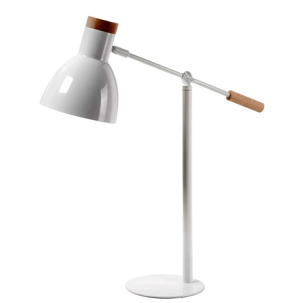 Zeitlose Tischleuchte in Weiß & Buche - Laola