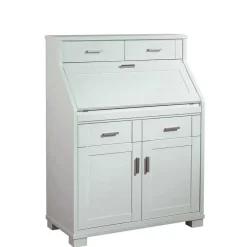 Zeitloser Sekretär Schrank in Weiß lackiert - Ballon