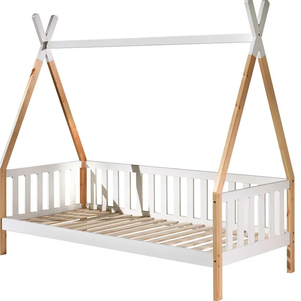 Zeltbett Kojenbett in Weiß & Kiefer - Mileno