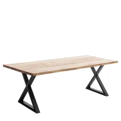 Zerreiche Tisch mit Naturkante und X-Füßen - Yelna