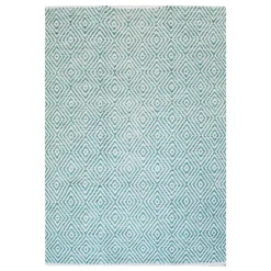 Zick Zack Muster Teppich in Türkis und Creme - Menkroa