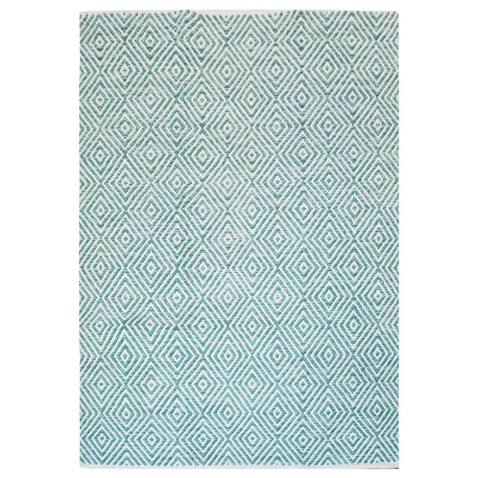 Zick Zack Muster Teppich in Türkis und Creme - Menkroa