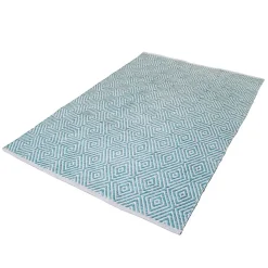 Zick Zack Muster Teppich in Türkis und Creme - Menkroa