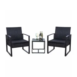 Zwei Polyrattan Sessel & Beistelltisch - Donny (dreiteilig)