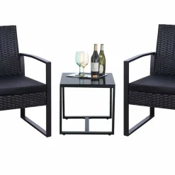 Zwei Polyrattan Sessel & Beistelltisch - Donny (dreiteilig)