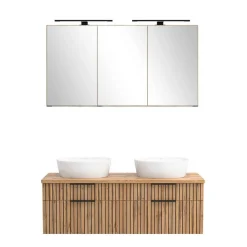 Zweifach-Waschtisch und Spiegelschrank - Crystoga (zweiteilig)