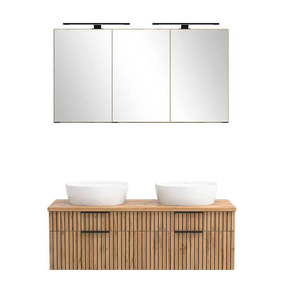 Zweifach-Waschtisch und Spiegelschrank - Crystoga (zweiteilig)