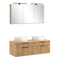 Zweifach-Waschtisch und Spiegelschrank - Crystoga (zweiteilig)