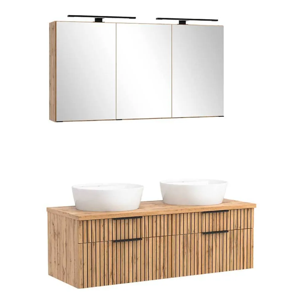 Zweifach-Waschtisch und Spiegelschrank - Crystoga (zweiteilig)