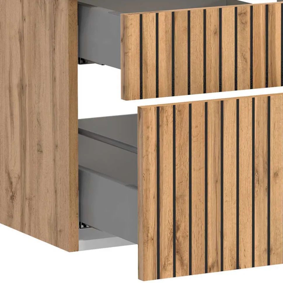 Zweifach-Waschtisch und Spiegelschrank - Crystoga (zweiteilig)