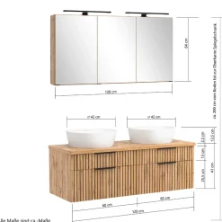 Zweifach-Waschtisch und Spiegelschrank - Crystoga (zweiteilig)