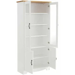 Zweifarbige Landhaus Vitrine mit vier Türen - Ribeiro