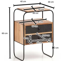 Zweifarbige Nachtkommode im Industrial Chic - Avalun