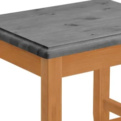 Zweifarbiger Holzhocker in Laugenfarbig und Grau - Eshelas