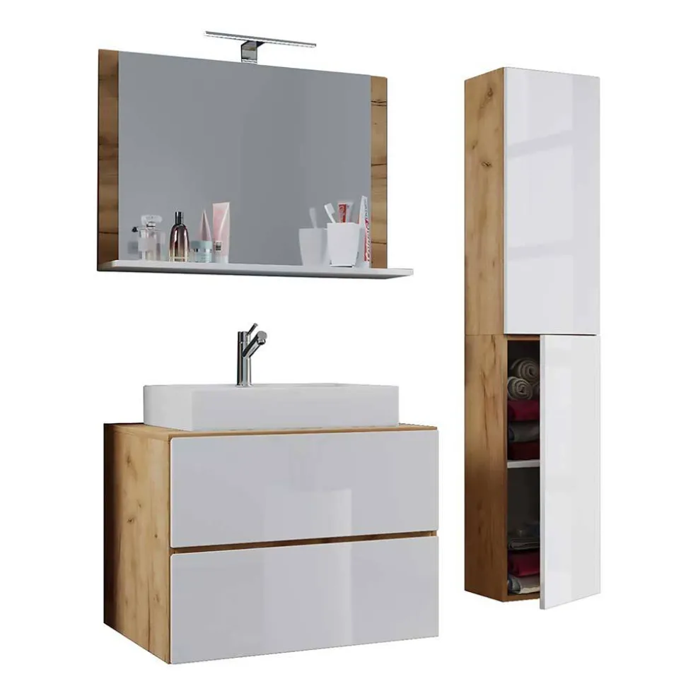 Zweifarbiger Waschplatz & Schrank - Cabarete (dreiteilig)