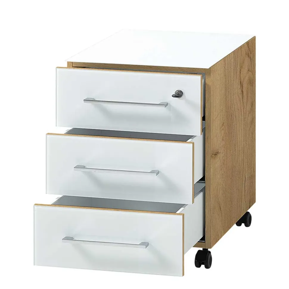 Zweifarbiges Set Schreibtisch & Rollcontainer - Laszlo (zweiteilig)