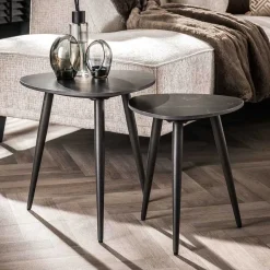 Zweisatz Beistelltisch mit Keramikplatte - Yaliaz (zweiteilig)