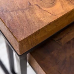 Zweisatz Quadrat Tische mit Holz - Naico (zweiteilig)