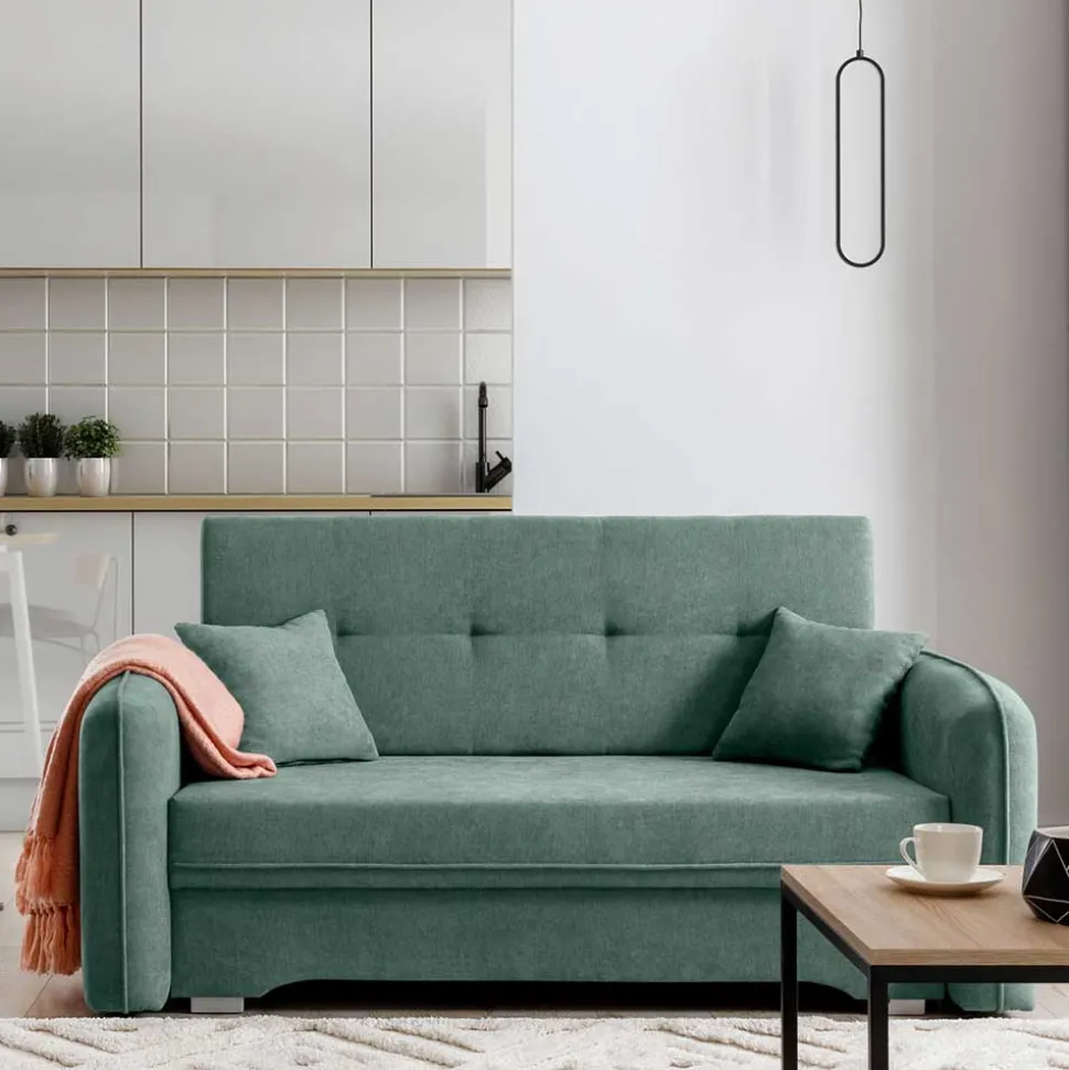 Zweisitzer Schlafsofa in Mintgrün Velours - Ronn